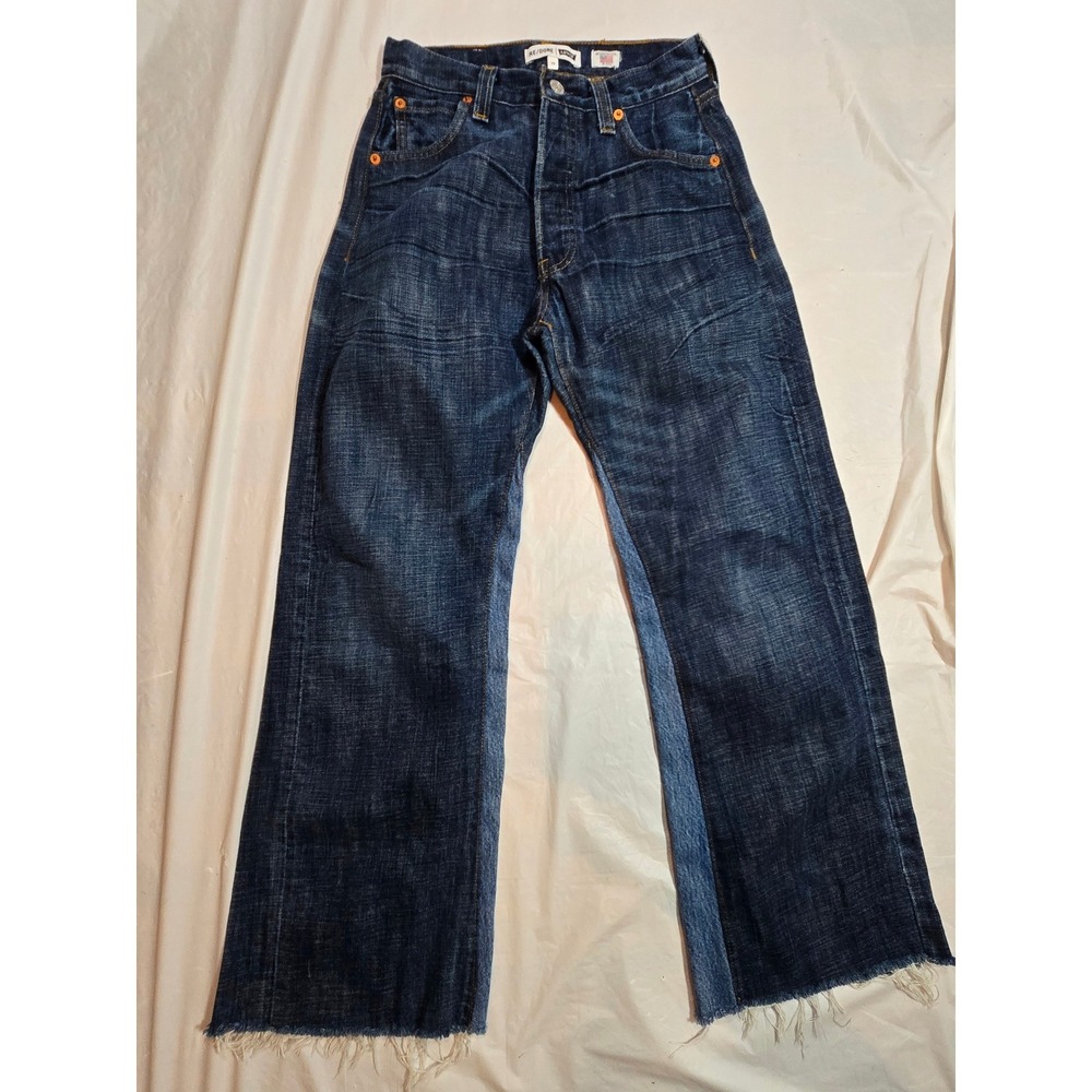 RE/DONE Levi's Reconstructed Wide Leg Jeans Indigo Raw Hem 1120WLC Size 23